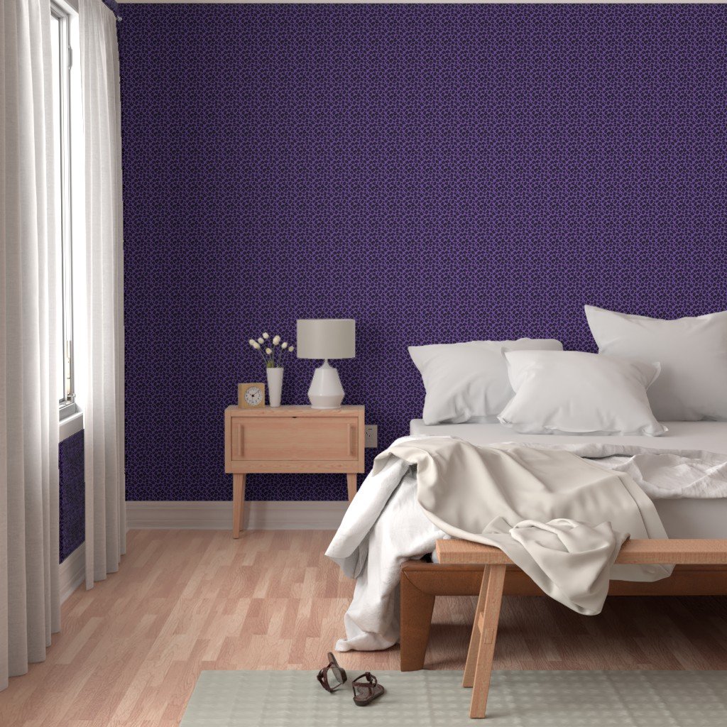 Leopard Spots Animal Repeat Pattern Print in Purple and Black Wallpaper animal print wallpaper
