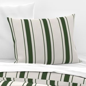 Forest Green Antique Vintage Mattress Ticking Stripe on Cream Decor Collection Home Decor Collection green stripes pillow sham design
