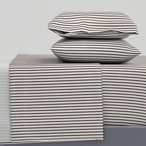 Micro Coal Black Antique Vintage Mattress Ticking Stripe on Cream Design Collection Home Styling Collection ticking stripe sheet set design