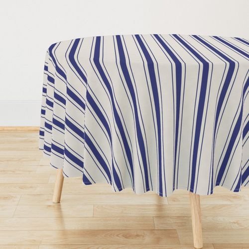 Medium Cornflower Blue Antique Vintage Mattress Ticking Stripe on Cream Home Decor Collection Home Styling Collection mattress ticking tablecloth design