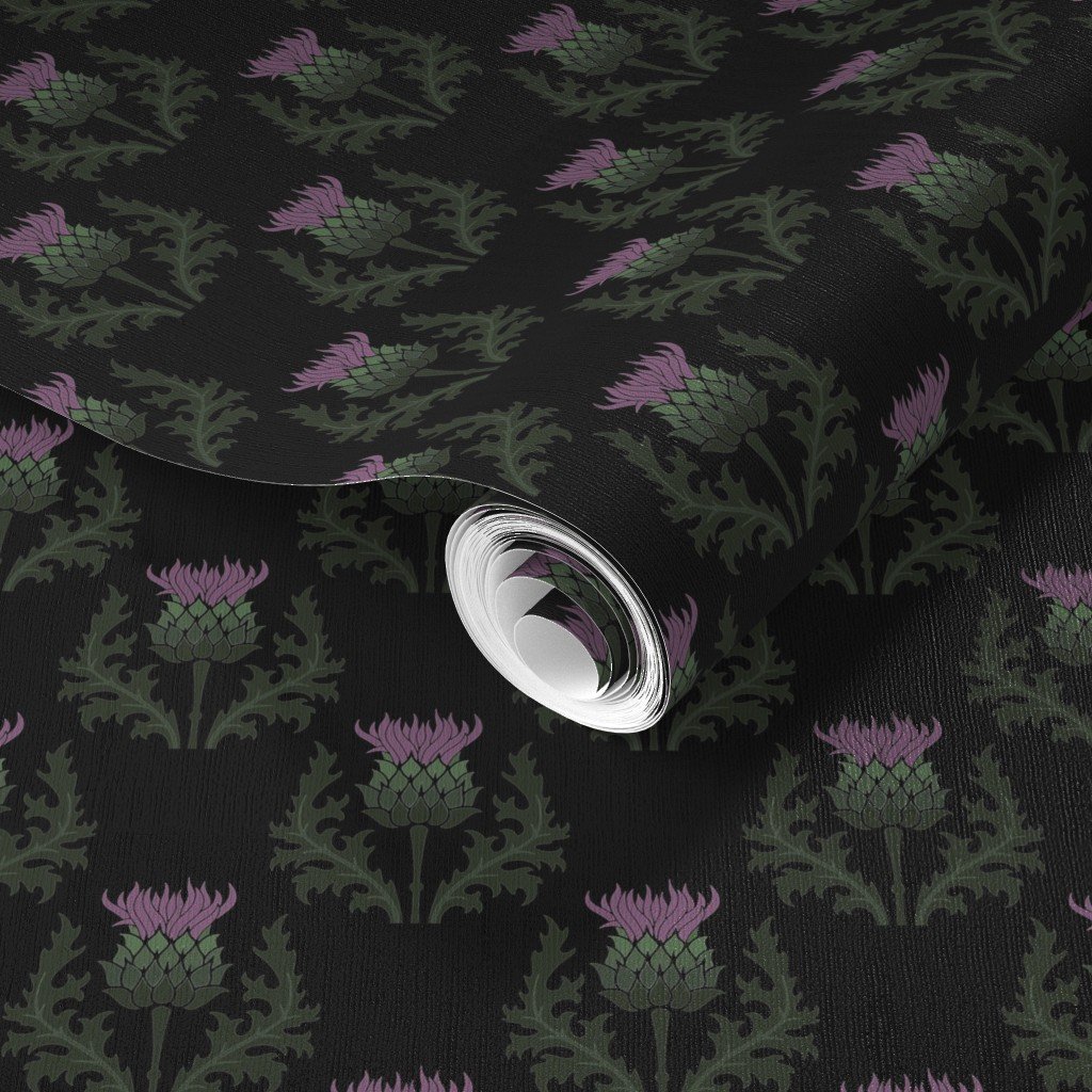 Small Scottish Thistle Flower of Scotland on Black Wallpaper highland thistle wallpaper