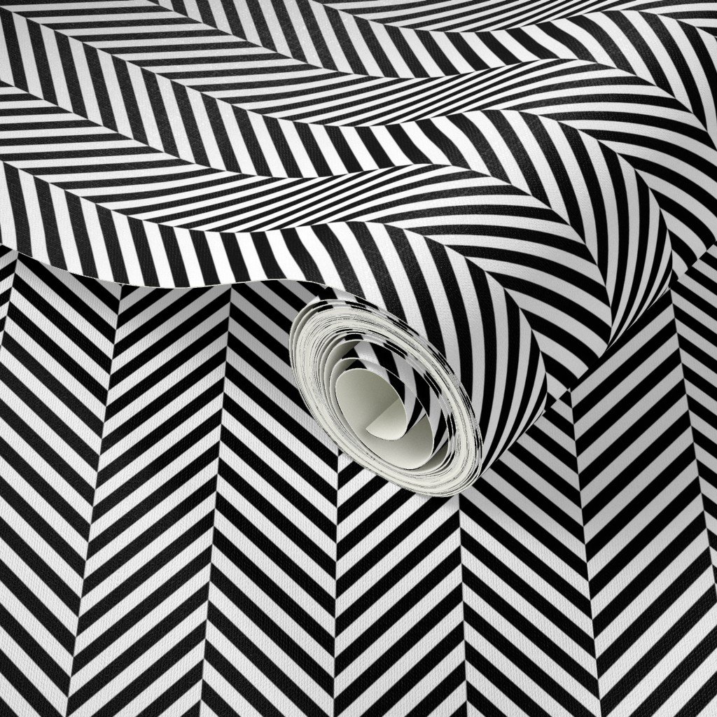 Small Black and White Herringbone Pattern Wallpaper fish bones wallpaper