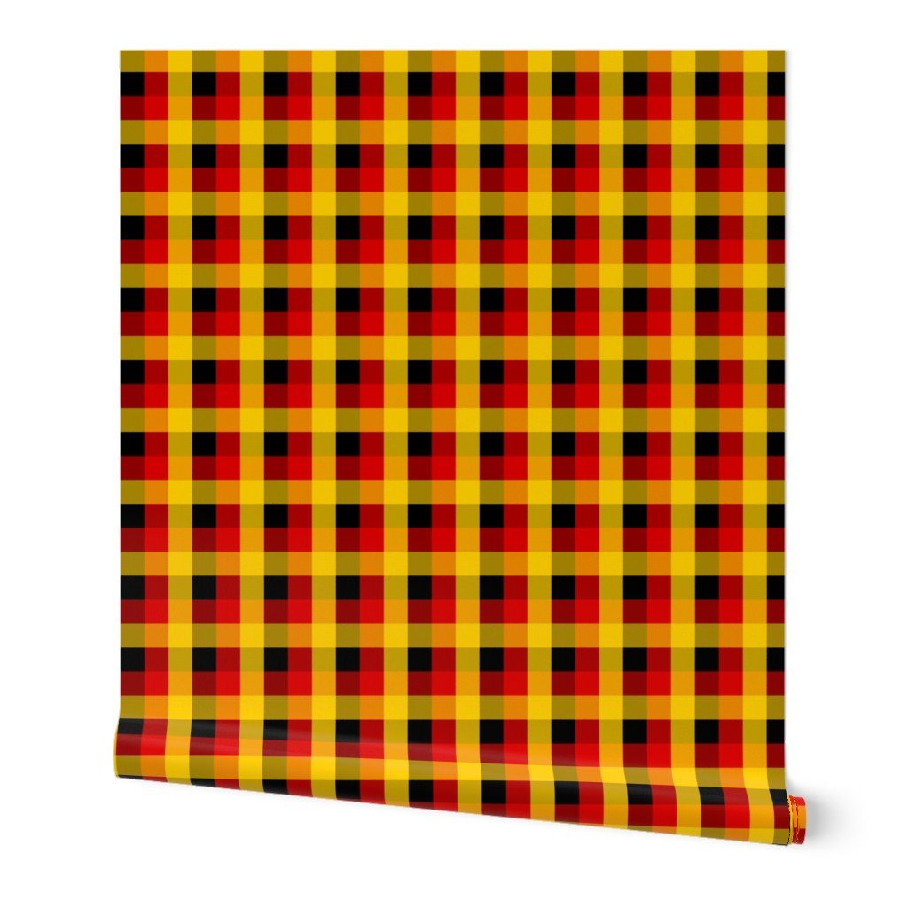 German Flag Colors Red Gold and Black Large 1 Inch Gingham Check Wallpaper german flag wallpaper