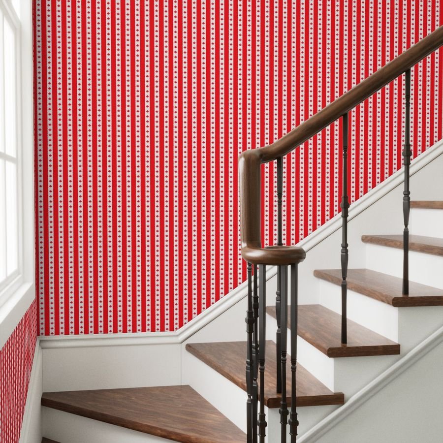 Canadian Flag Colors Red White and Maple Leaves 1 Inch Vertical Wallpaper flag colors wallpaper