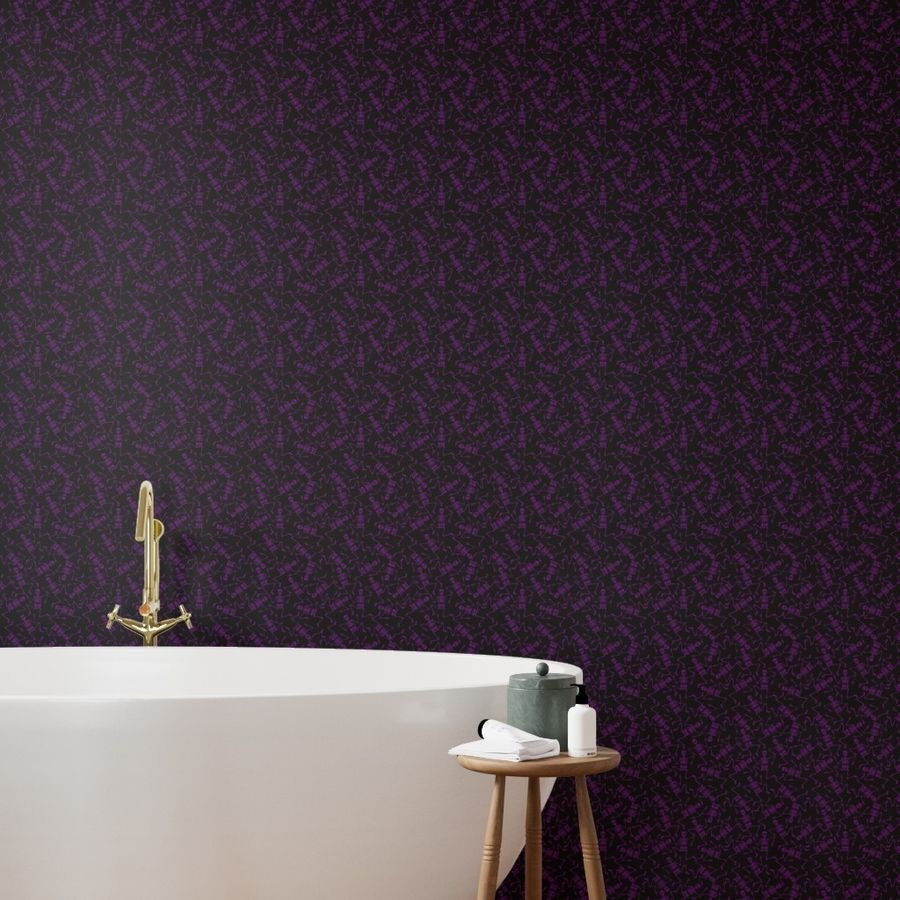 Small Purple Dancing Halloween Skeletons Scattered On Black Wallpaper dancing skeletons wallpaper