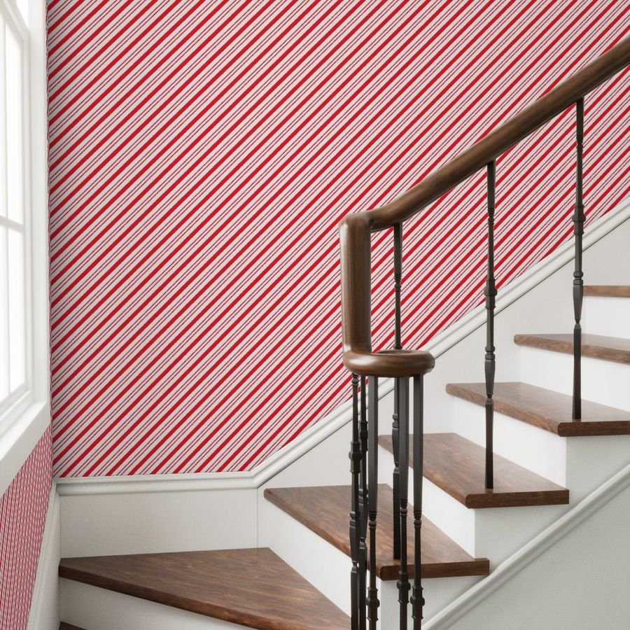 Red Diagonal Christmas Candy Stripes Decor Collection Interior Collection christmas red wallpaper