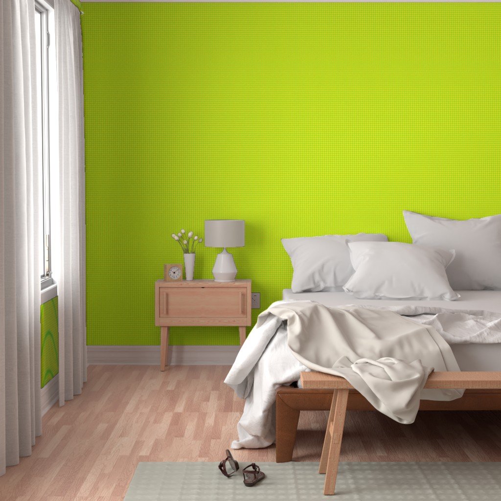 Green on Yellow on Lemon and Lime Grid 1/2 inch Wallpaper lemon and lime wallpaper