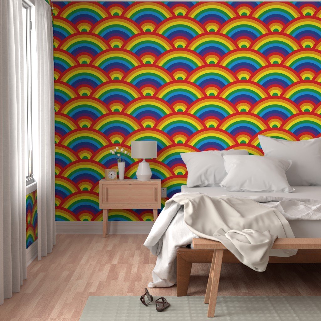 Kids Room Decor Bright Color Endless Rainbows Wallpaper nursery decor wallpaper