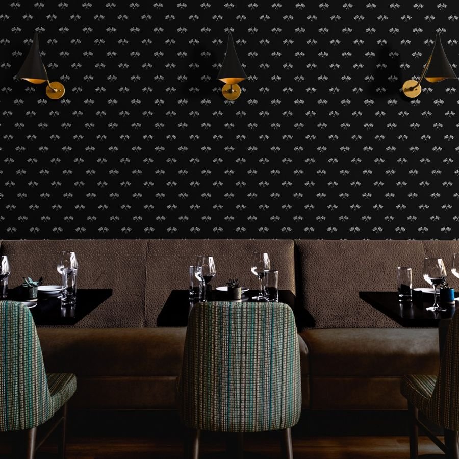 Small Black and White Classic Chequered Flags on Black Wallpaper chequered flag wallpaper