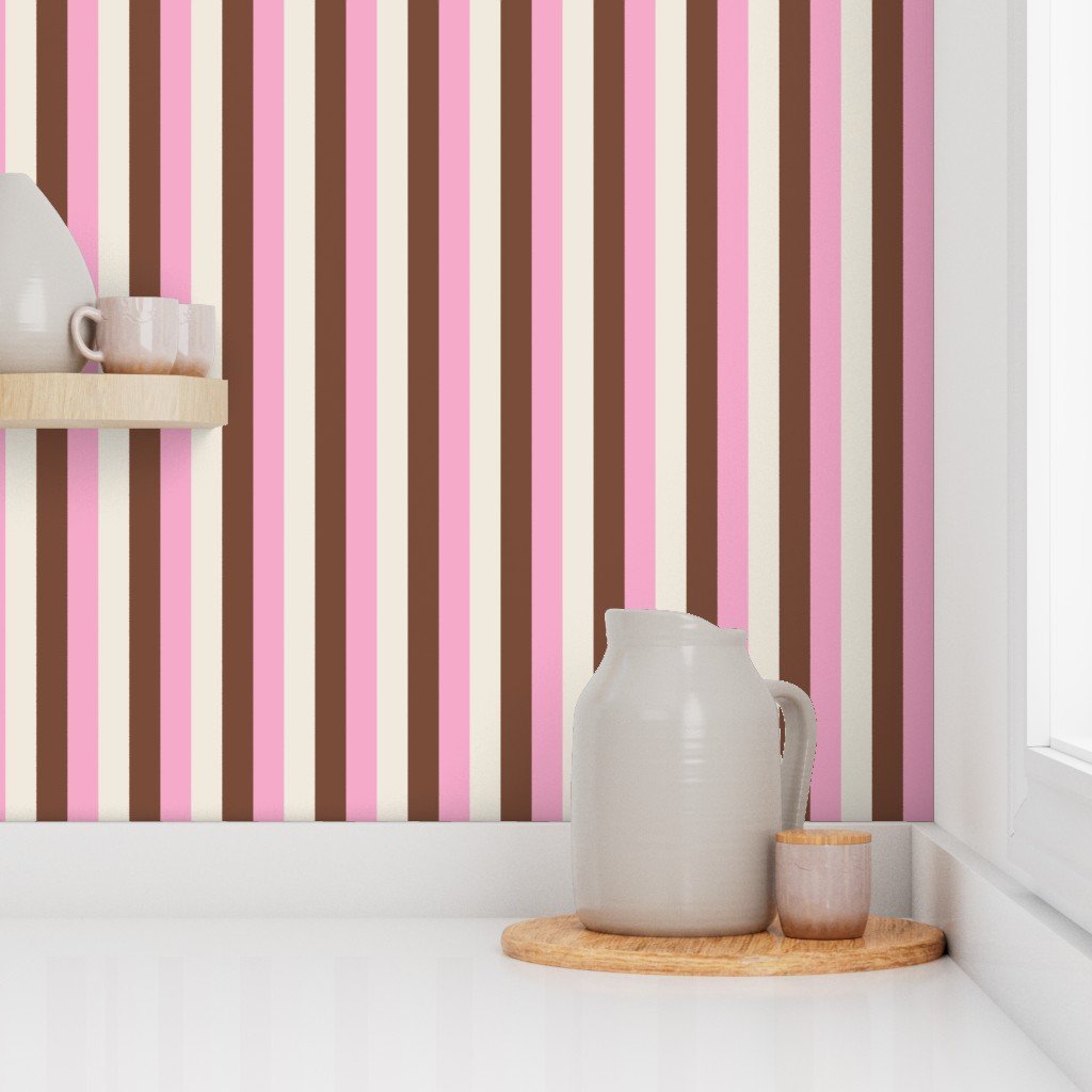 Vertical Vanilla Chocolate Strawberry Ice Cream Stripes 1 inch Wallpaper ice cream wallpaper