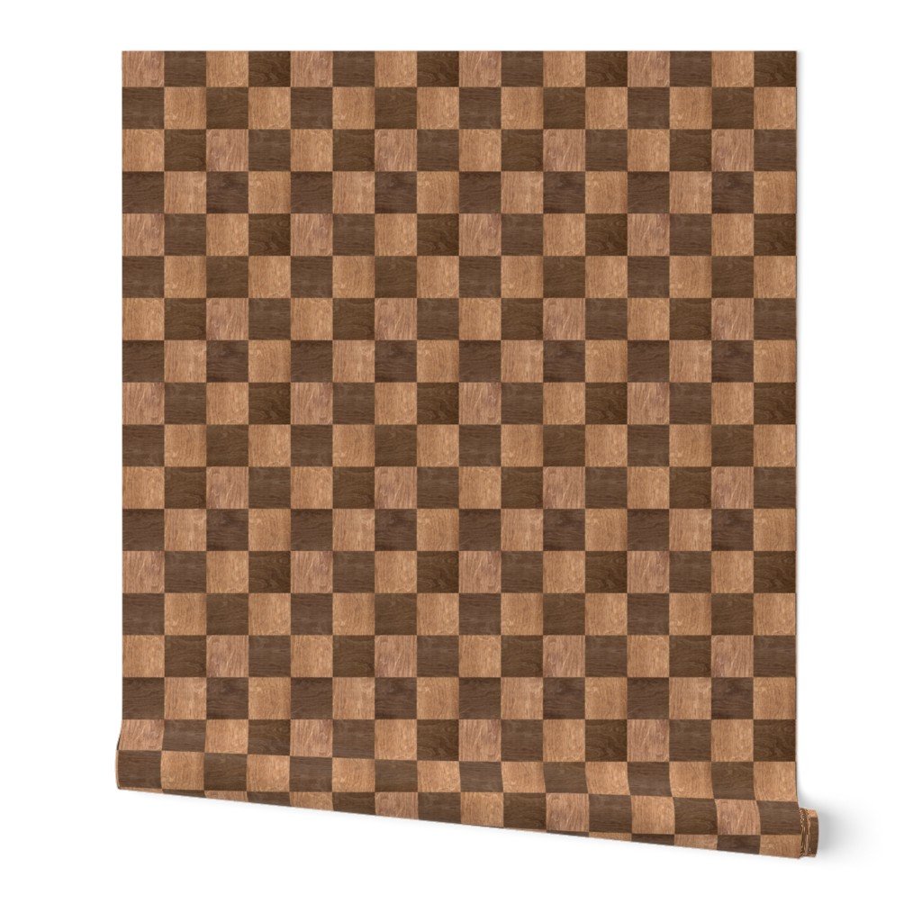 2 inch Dark Wood Checkerboard Chess Marquetry Pattern Wallpaper wood marquetry wallpaper