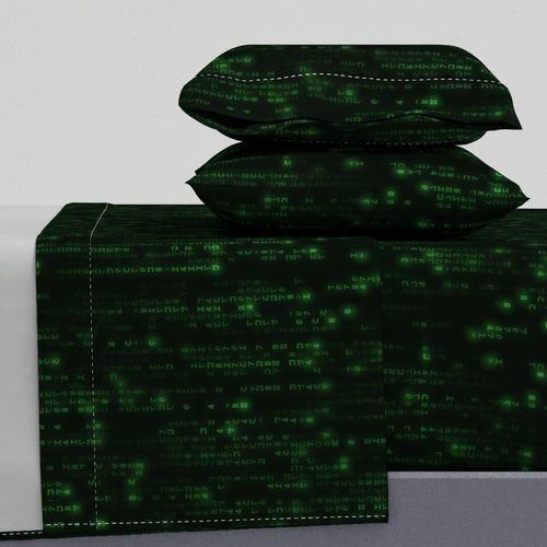 Neon Green Digital Rain Computer Code Decor Collection Decor Collection neon code sheet set design