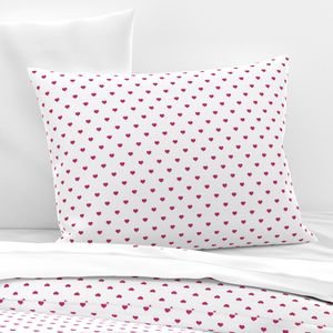 Mini Bubble Gum Pink Color Valentines Polkadot Love Hearts on White Design Collection Home Styling Collection bright pink pillow sham design