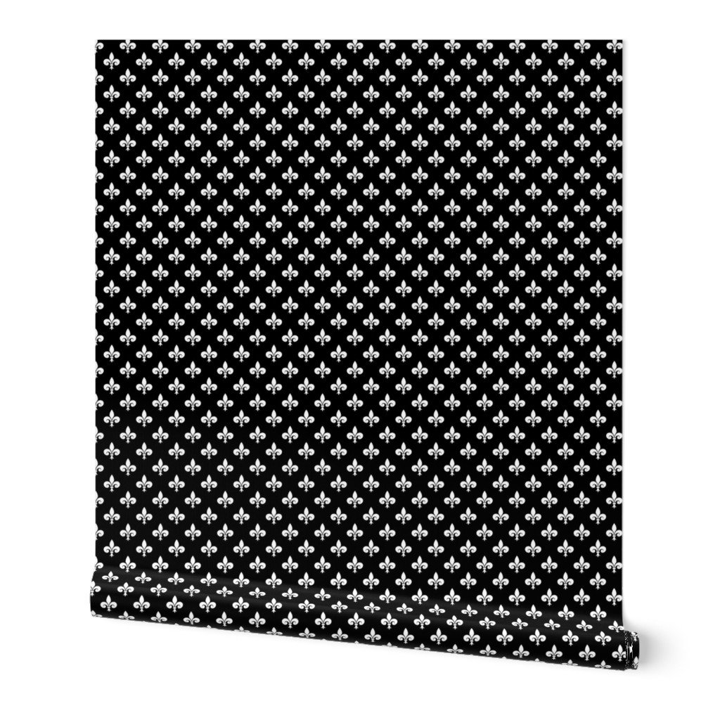 Small White French Fleur de Lis on Black Wallpaper fleur de lis wallpaper