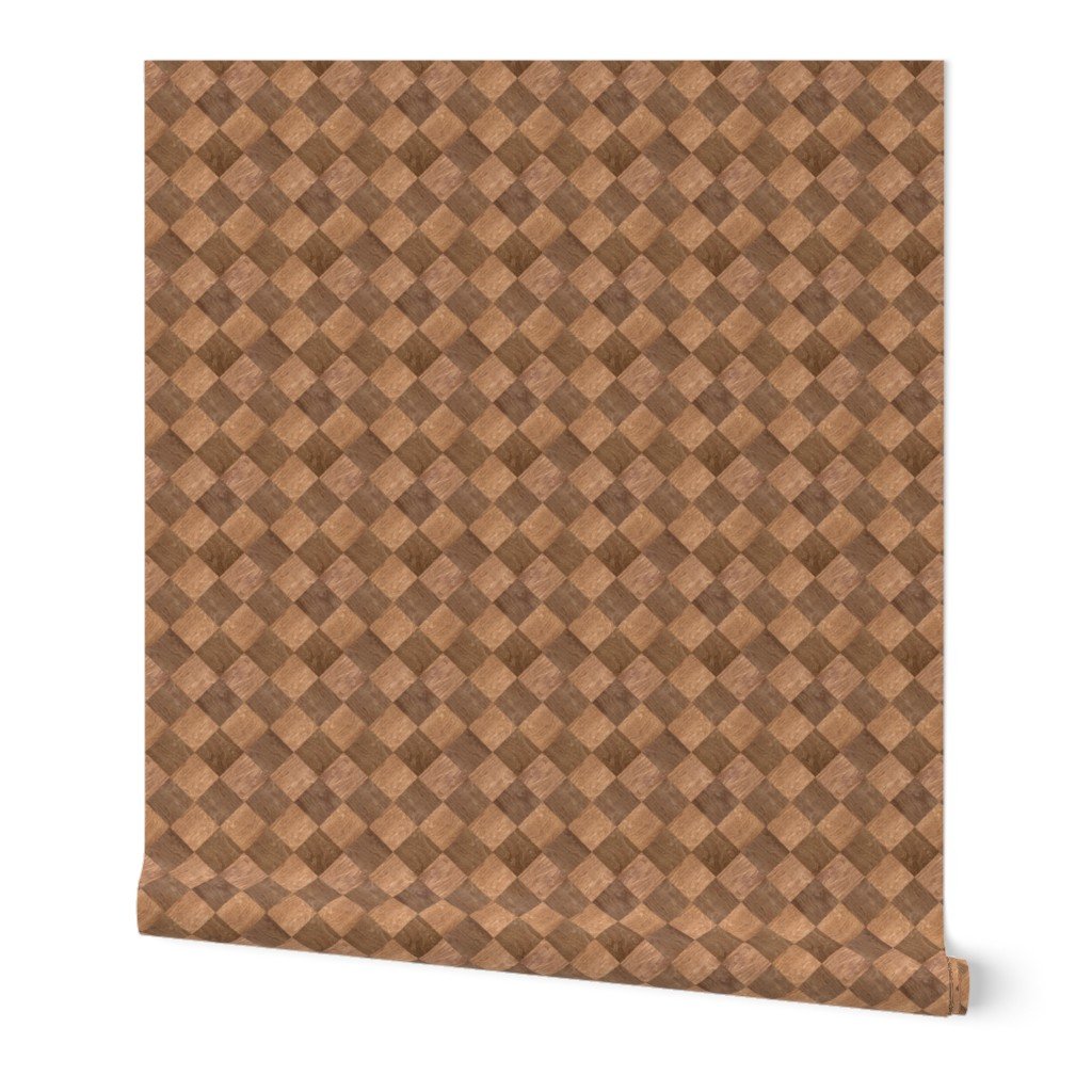 2 inch Diagonal Light and Dark Wood Checkerboard Chess Marquetry Pattern Wallpaper wood marquetry wallpaper