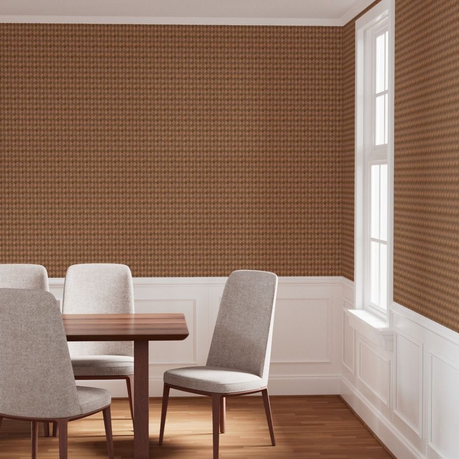 Small Light and Dark Wood Harlequin Diamond Check Marquetry Wallpaper light and dark wood wallpaper