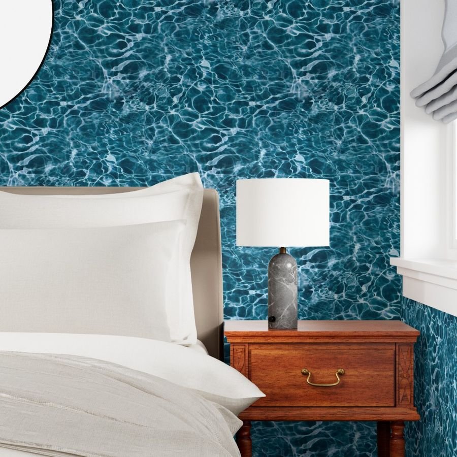 Teal Ripples in Wavy Water Wallpaper swimming pool wallpaper