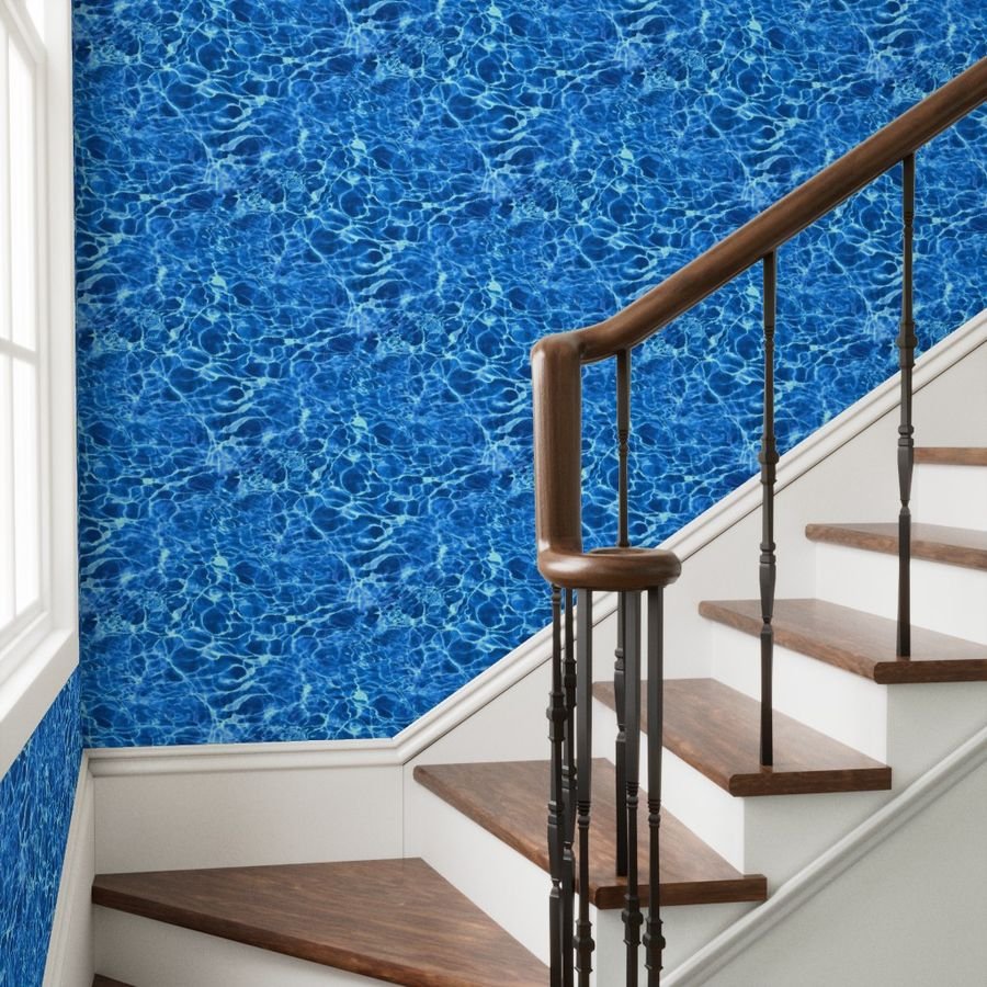 Blue Pool Water Ripple Reflections with Shimmering Summer Waves Wallpaper blue water wallpaper