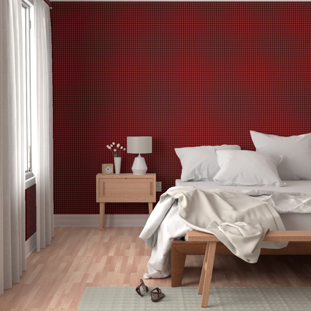 Red and Black Buffalo Check Gingham Plaid Wallpaper gingham buffalo styl wallpaper