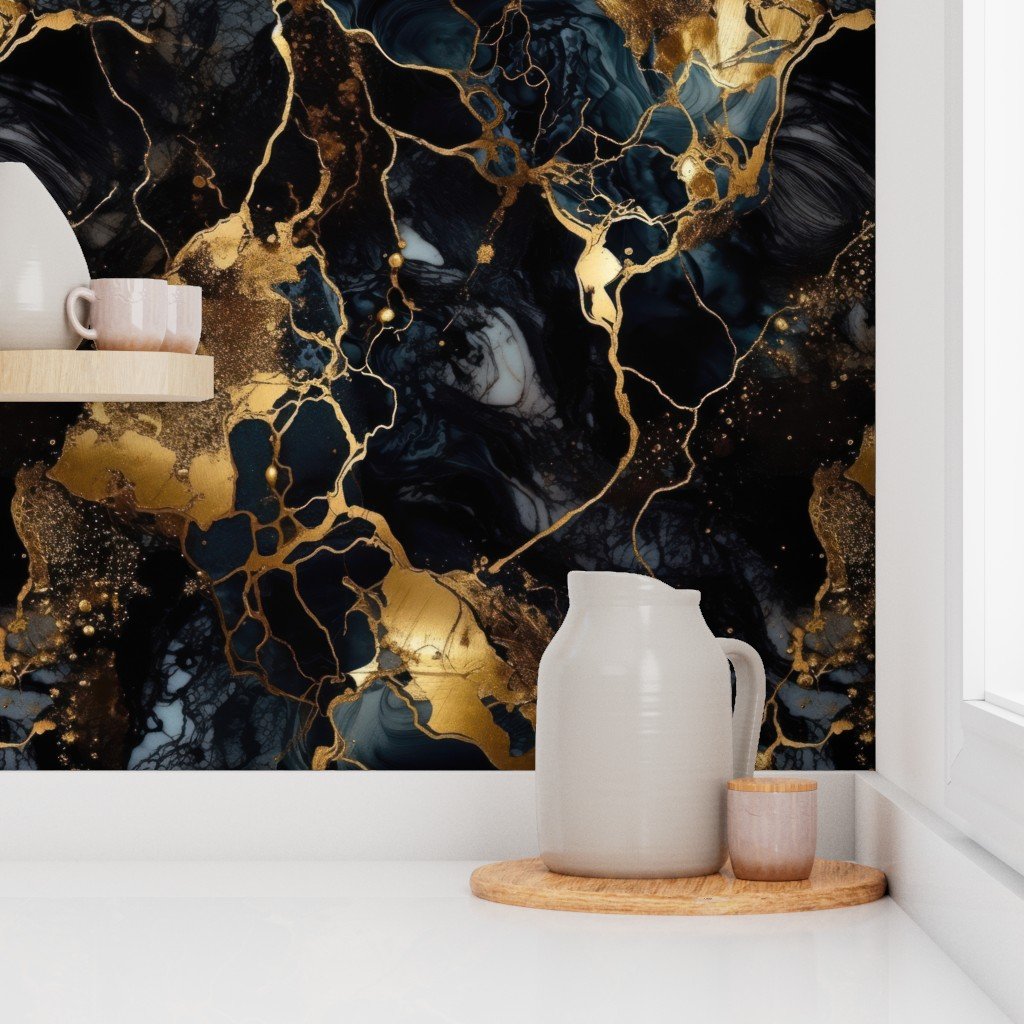 Black and Gold Alcohol Ink 1 Wallpaper black ink wallpaper