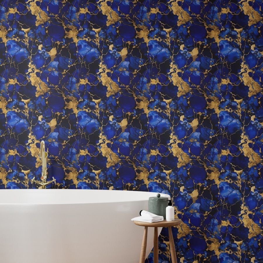 Cobalt Blue and Gold Alcohol Ink 3 Wallpaper cobalt ink wallpaper
