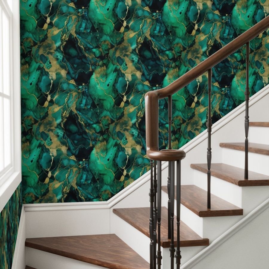 Emerald and Gold Alcohol Ink 4 Wallpaper emerald ink wallpaper