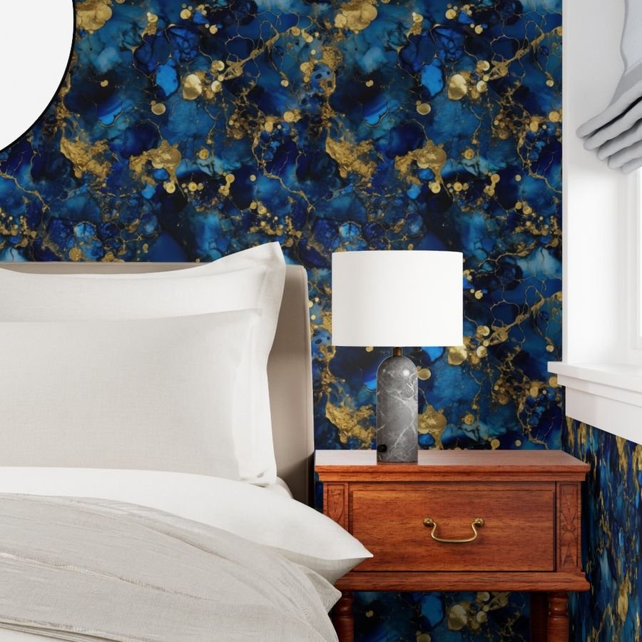Lapis Lazuli and Gold Alcohol Ink 3 Wallpaper inky pattern wallpaper