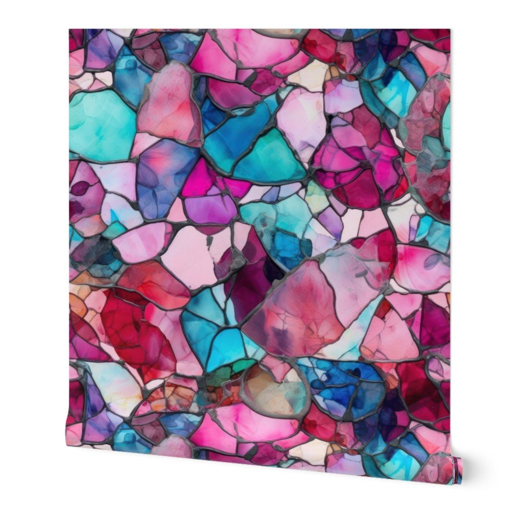 Pink and Blue Seaglass 4 Wallpaper glass pieces wallpaper