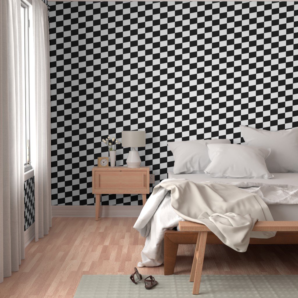 Large Black and White Racing Check/Flag Pattern Wallpaper black and white wallpaper