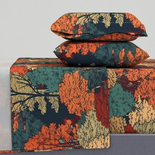 New England Endless Forest Fall Trees Home Styling Collection Home Styling Collection new england forest sheet set design