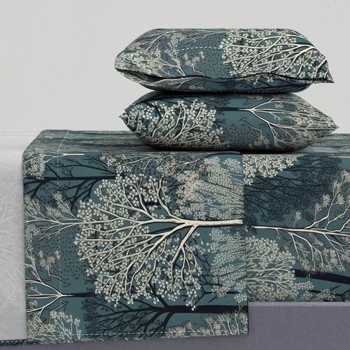 New England Endless Forest Trees Winter Design Collection Home Styling Collection winter trees sheet set design