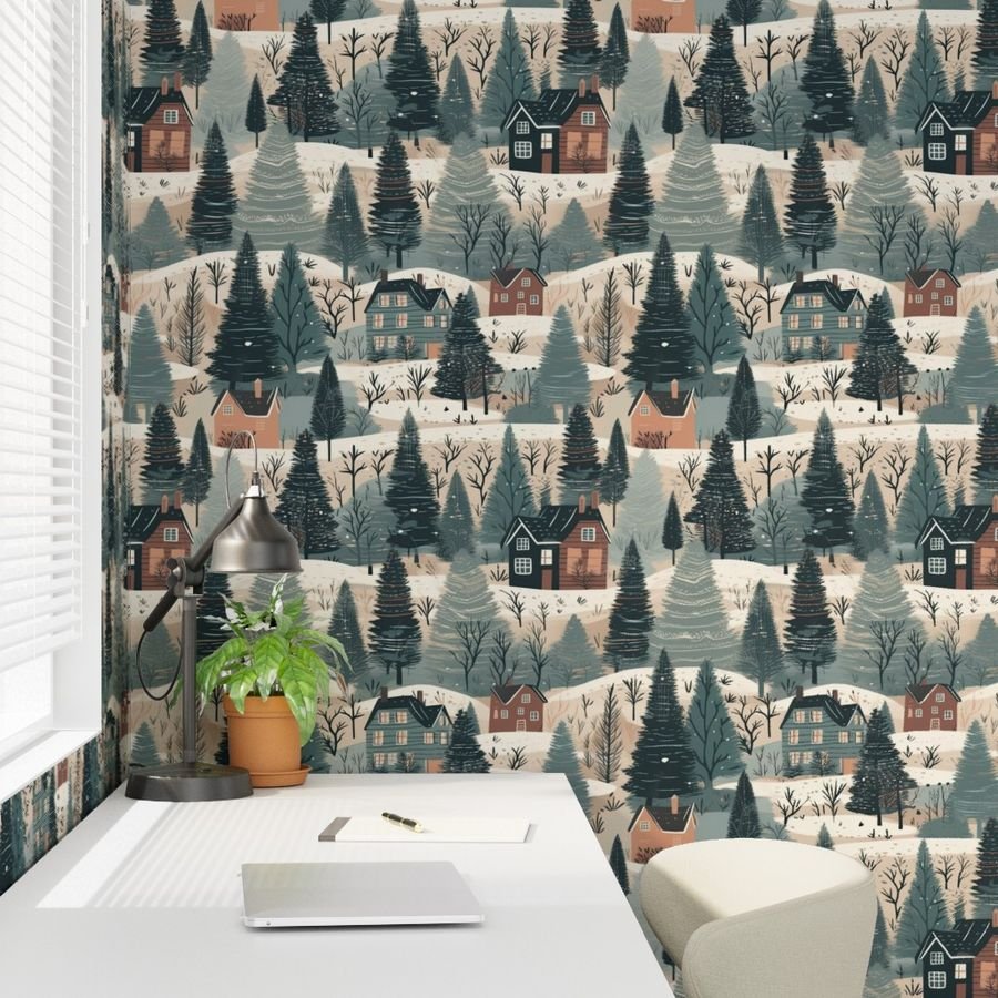 Montana Winter Cabins Montana with Evergreens Wallpaper montana winter cabin wallpaper