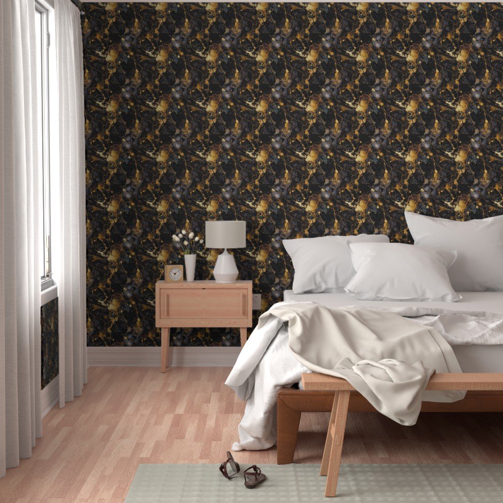 Small Black and Gold Alcohol Ink 2 Wallpaper alcohol ink pattern wallpaper