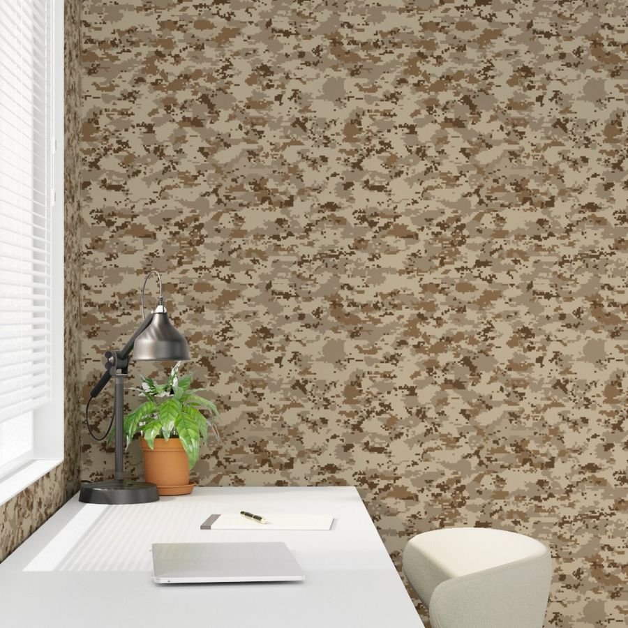 Digital Camouflage in Pixellated Swatches of Kkaki Beige Tan and Rust Wallpaper kkaki beige wallpaper
