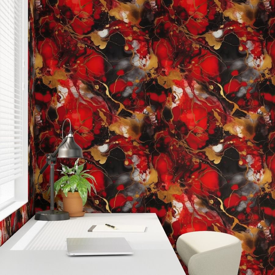 Red Black and Gold Alcohol Ink 2 Wallpaper black and gold wallpaper