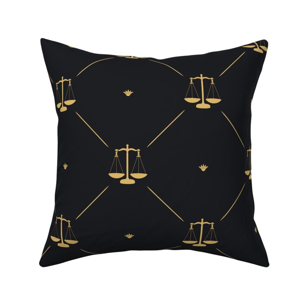 Throw Pillow in Lux Faux Gold Scales Of Justice in Cross-Hatch Diamonds on Repeat