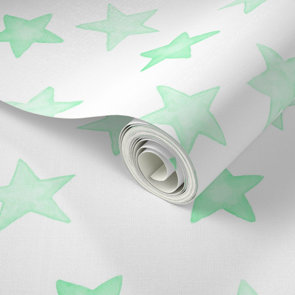 Large Faded Mint Christmas Stars on White Wallpaper christmas star wallpaper