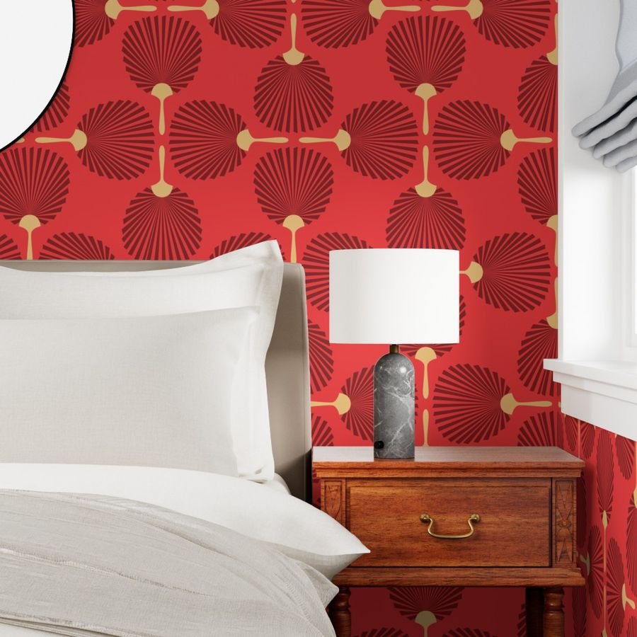 Jumbo Chinese Red Paddle Hand Fan on Lantern Red Wallpaper chinese lantern red wallpaper