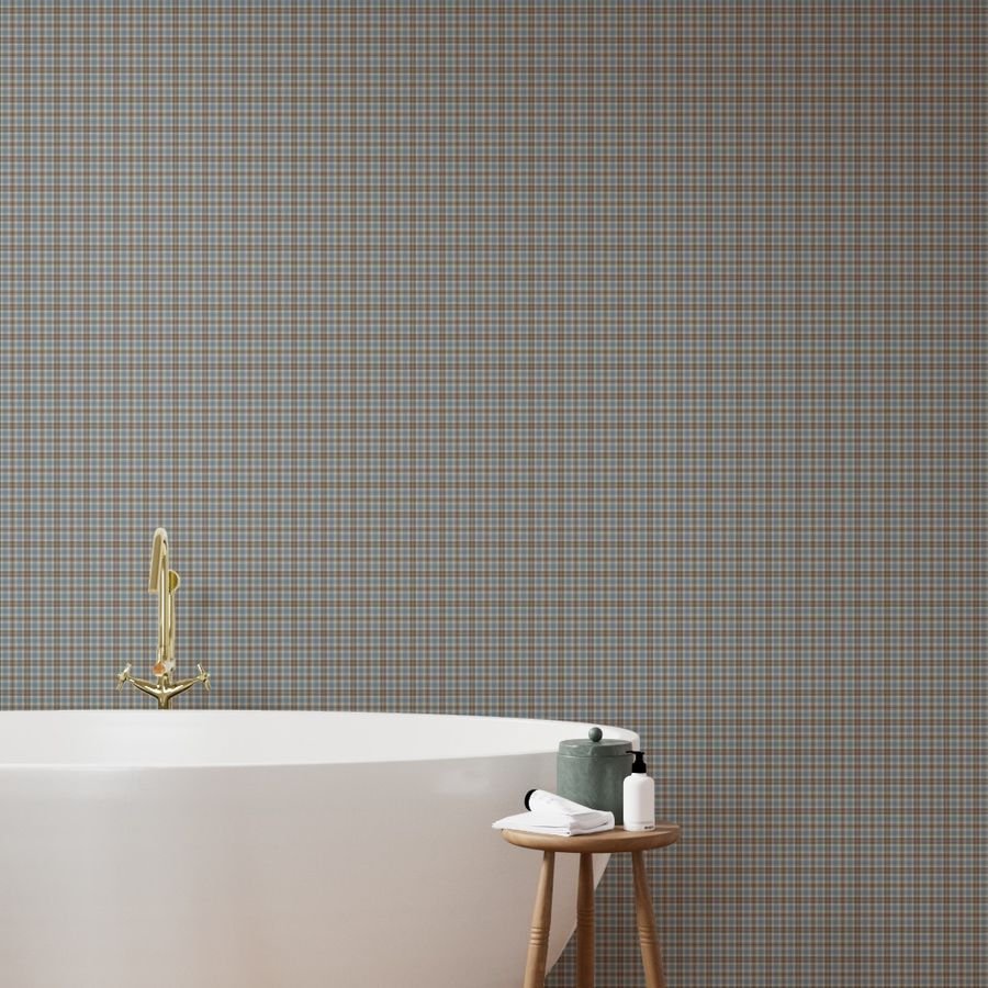 Cream with Beige and Blue French Provincial Tartan Wallpaper country plaid wallpaper