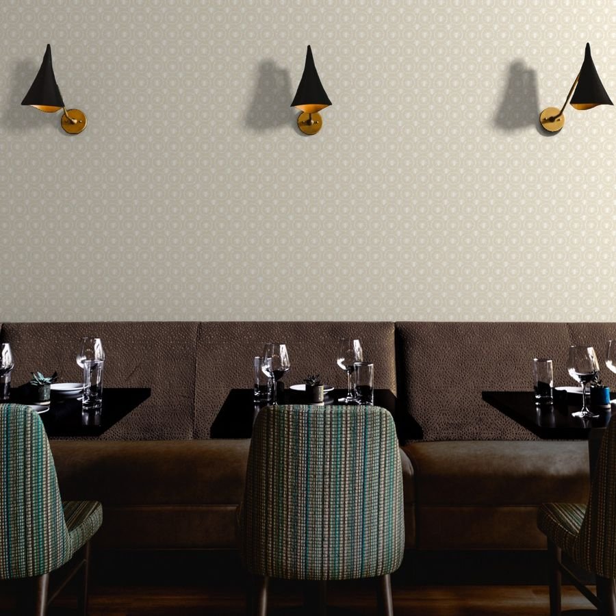 Small French Provincial Bees in Laurel Wreaths in White on Cream Wallpaper bees in wreaths wallpaper