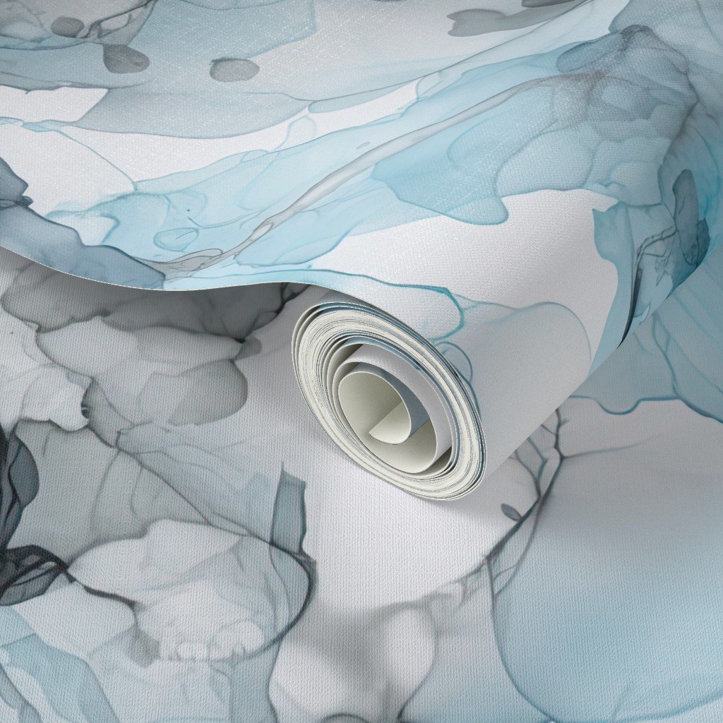 Dusk Blue Grey Alcohol Liquid Ink Swirls Wallpaper dusk blue wallpaper