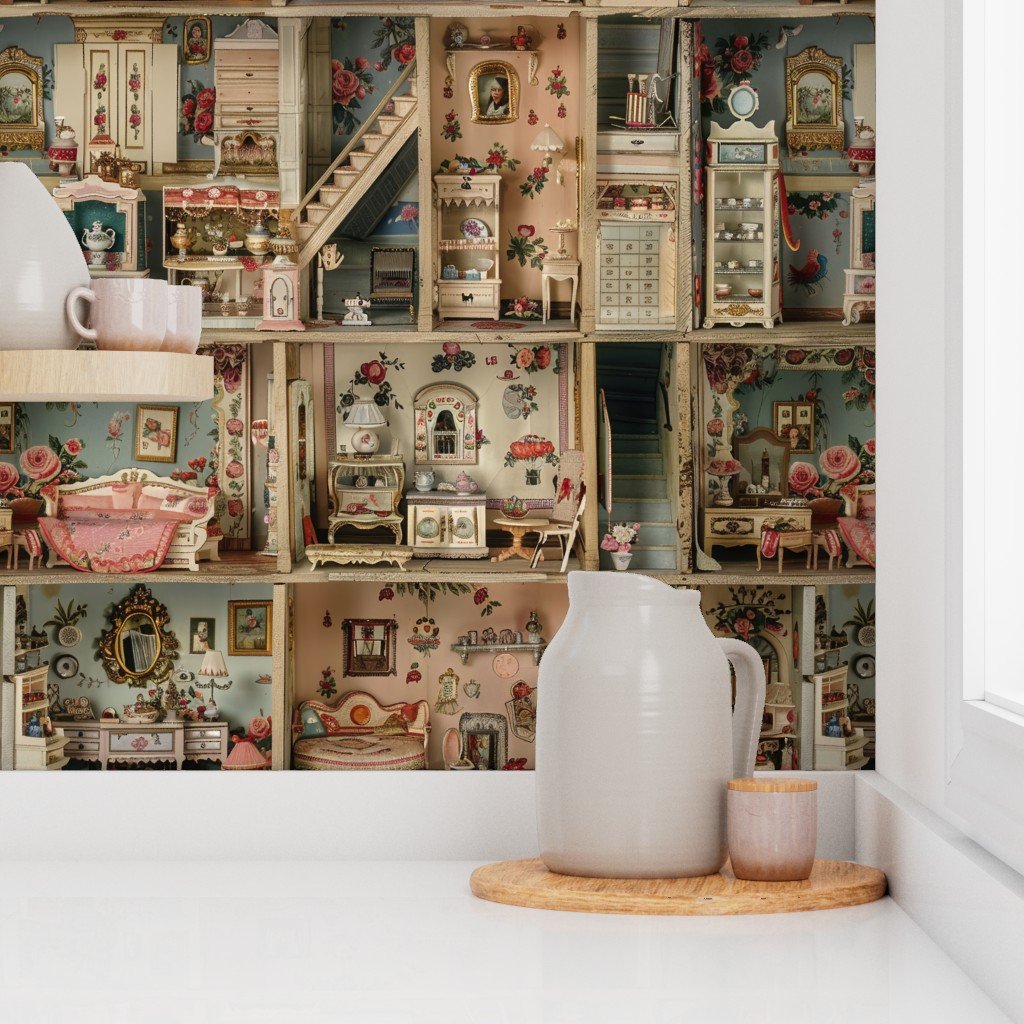 Quaint and Charming Dollshouse Rooms with Ditsy Decor 3 Wallpaper dollhouse decor wallpaper