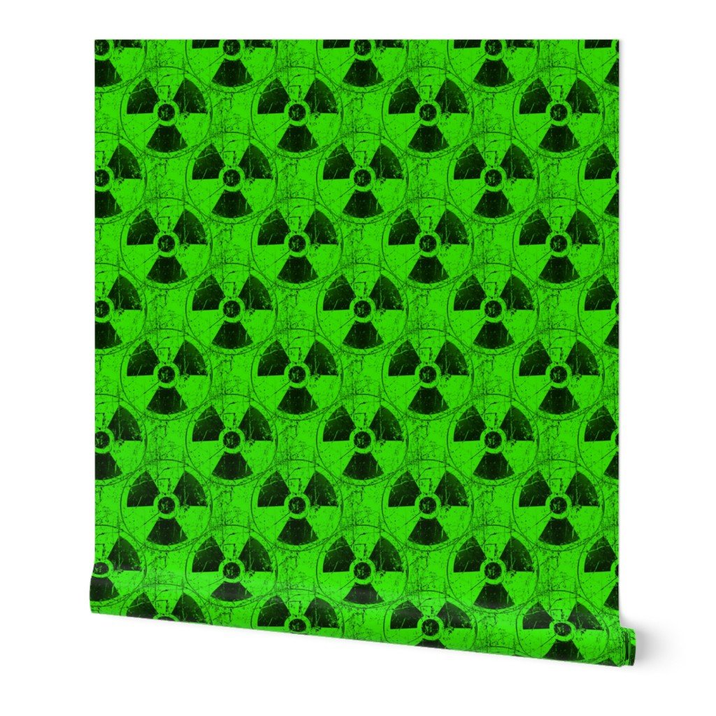 Green and Black Radioactive Hazmat Grunge Pattern Wallpaper biohazard mark wallpaper