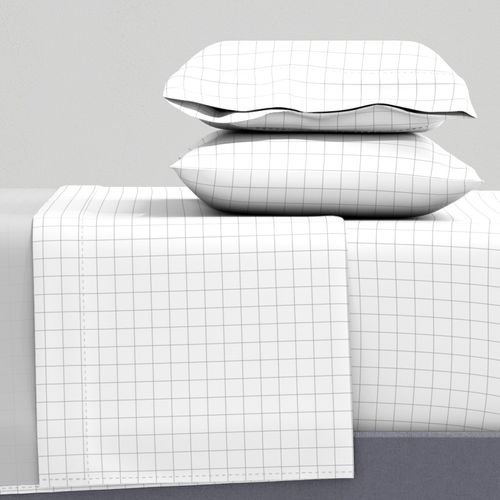 1 Inch Grid Line Pattern with Mid Grey Lines on White Home Decor Collection Home Styling Collection home decor sheet set design