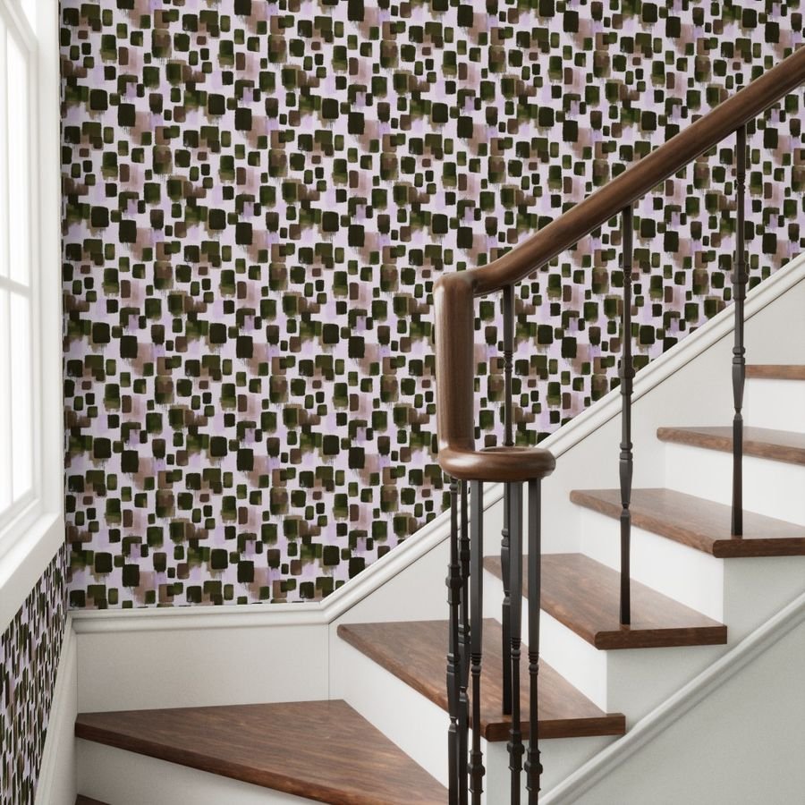 Abstract Earthy Brushstroke Blocks in Green and Brown Wallpaper abstract wallpaper