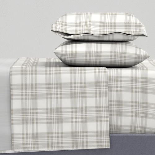 Cool Greige Small Traditional Tartan Plaid Pattern Home Styling Collection Decor Collection soft tones sheet set design