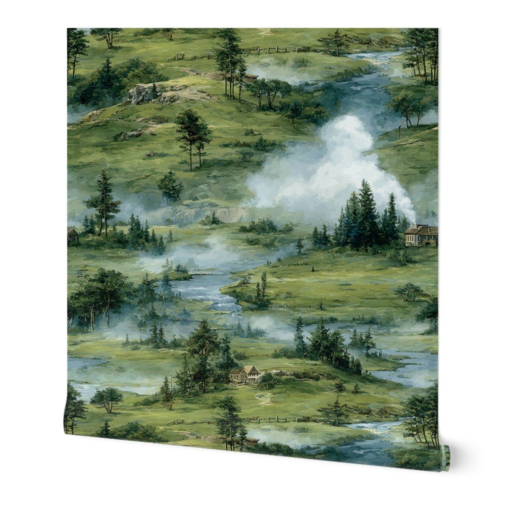 Yellowstone National Park Spring Watercolor Geyser Landscape Wallpaper landscape wallpaper