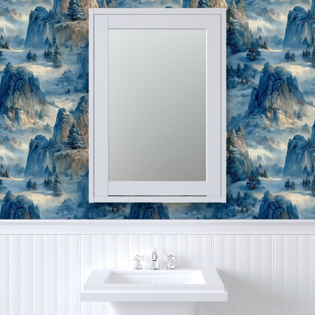 Yosemite National Park Winter Christmas Watercolor Scenic Wallpaper festive wallpaper