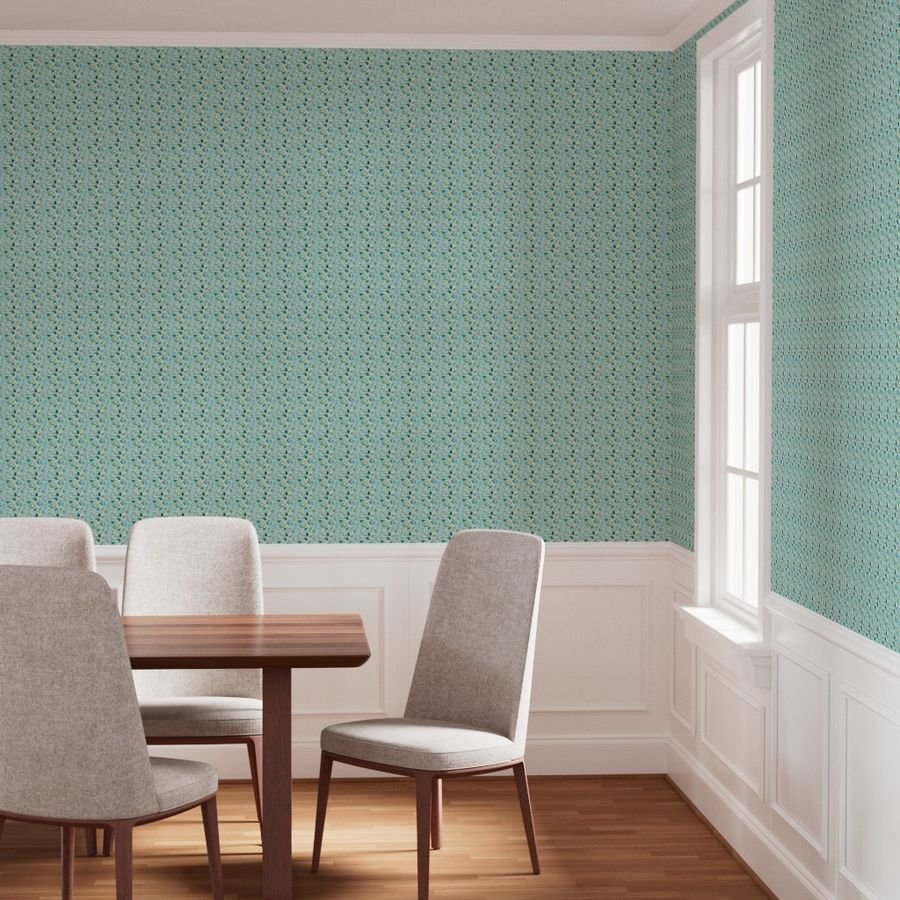 Mini Blue and Aqua Watercolor Sea Glass Shards Pattern Wallpaper abstract wallpaper