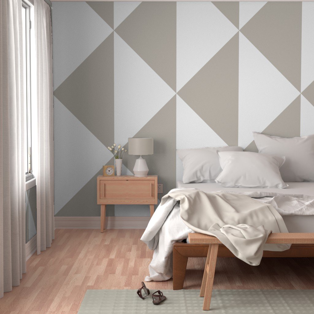 Bold Greige and White Oversized Geometric Diamond Wallpaper Wallpaper architectural wallpaper